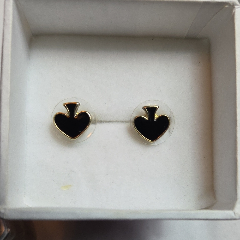 KATE SPADE Earrings Black Spades Gold Plated With Disk Back Closures